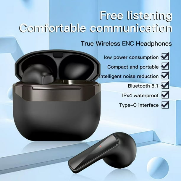 Auriculares Bluetooth inalámbricos con control táctil, auriculares de música HiFi, auriculares manos libres deportivos para juegos, para teléfonos inteligentes.