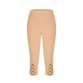 thumbnail image 5 of ZQUUVOU Women's Capris Pants Summer High Waisted Solid Color Slim Fitting Yoga Gym Pants(Beige,M), 5 of 9
