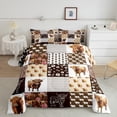thumbnail image 2 of Highland Cow Comforter Set Western Animals Bed Set,Cowgirl Farm Longhorn Bull Cattle Bedding Set,Rustic Flowers Quilt Set Brown Patchwork Buffalo Plaid Farmhouse Decor, 2 of 7