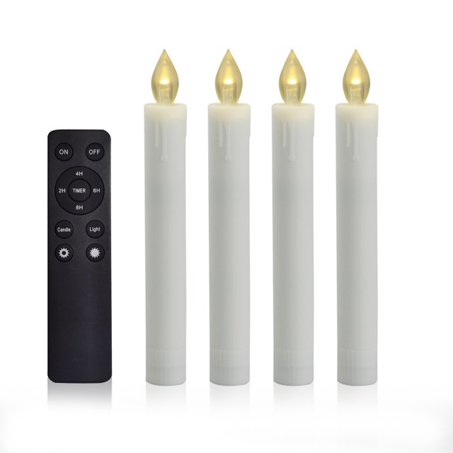 Battery Operated Taper Candles with Remote and Timer, Realistic