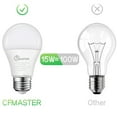 thumbnail image 3 of LED Light Bulb A19, 100W Equivalent, 15W 3000K Warm Light, 1500 Lumens, Non-Dimmable E26 Base, Soft White LED Bulbs for Home, ETL Listed (4-Pack), 3 of 6