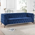 thumbnail image 2 of Chesterfield 3 Seater Couch,Classic Linen Fabric Sofa,Upholstered 3 Seater Sofa with Removable Cushions,Button Tufted Large Sofa with Metal Legs and Square Arms for Living Room Office,Peacock Blue, 2 of 7