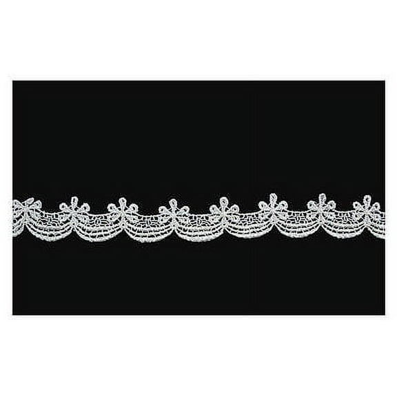 Kiddo 7/8" White Embroidered Flower Scalloped Floral Venise Lace Trim by Yardage