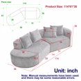 thumbnail image 3 of Oversized Sectional Sofa for Living Room, 114’’ Modern Luxury Plush Chenille 4-Seater Extra Deep & Wide Seat Curved Cloud Couch with 4 Throw Pillows, Grey, 3 of 9