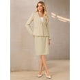 thumbnail image 4 of DARING DIVA 2Pcs Women's Business Formal Blazer Pencil Suit Skirt Set L Beige, 4 of 6