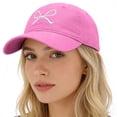 thumbnail image 5 of Baseball Hats for Women AURORADY Trendy Bow Tie Baseball Cap for Women and Men Trucker Hats Adjustable Fashion Sun Hat with Visor for Hiking & Travel, Hot Pink One Size Baseball Caps, 5 of 5