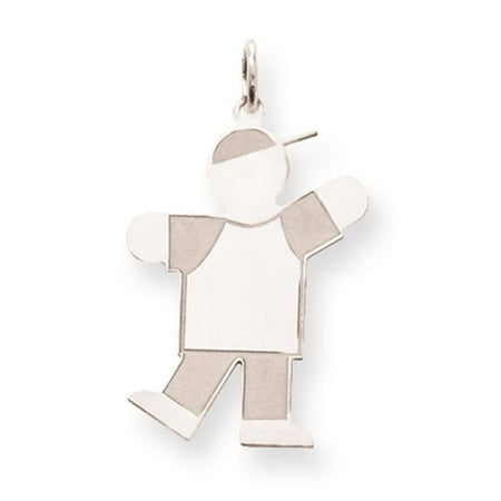 Sterling Silver Laser-cut Kid Solid Engravable Charm Pendant 28mmx18mm