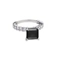 thumbnail image 2 of 1.90 CTW 14K White Gold Black Diamond Ring with Diamonds Princess Cut Solitaire With Accents Unique, 2 of 5