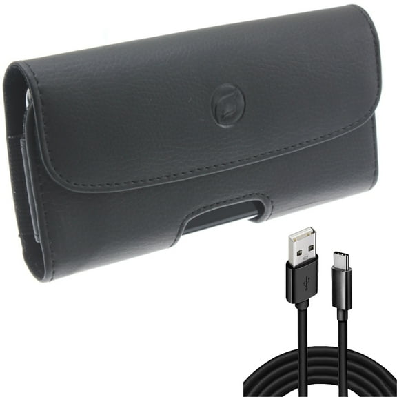Case Belt Clip w 10ft USB Cable for Samsung Galaxy A53 5G,A33 5G Phones - Leather Holster Cover Loops, Type-C Charger Cord Power Wire