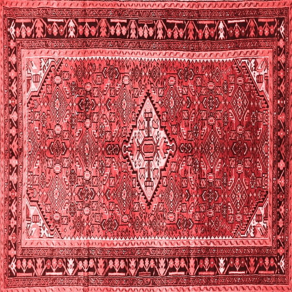 Ahgly Company Indoor Square Persian Red Traditional Area Rugs, 7' Square