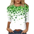 thumbnail image 2 of Ounisa Womens 3/4 Sleeve T Shirt Crew Neck St.Patrick's Day Printed Pullover Loose Fit Casual Fashion Relaxed Tops S-3XL, 2 of 5
