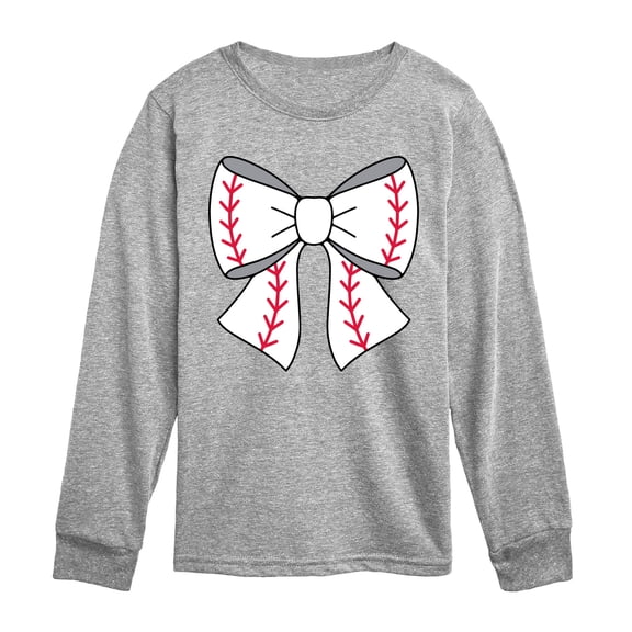 Instant Message - Baseball Bow - Youth Long Sleeve Graphic T-Shirt