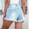 thumbnail image 4 of DreamFish Women Denim Shorts Frayed Hem Stretchy Jeans Shorts Summer Mid Rise Distressed Shorts with Pockets, 4 of 5