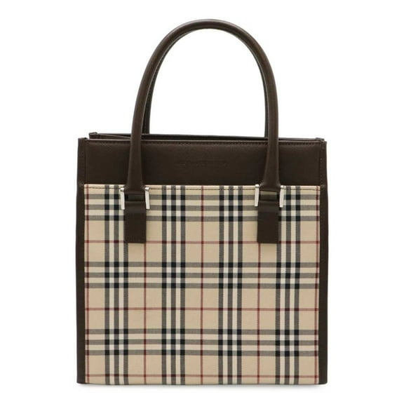 Pre-Owned BURBERRY Nova Check Pattern Handbag Tote Bag Canvas Leather Beige Dark... (Good)