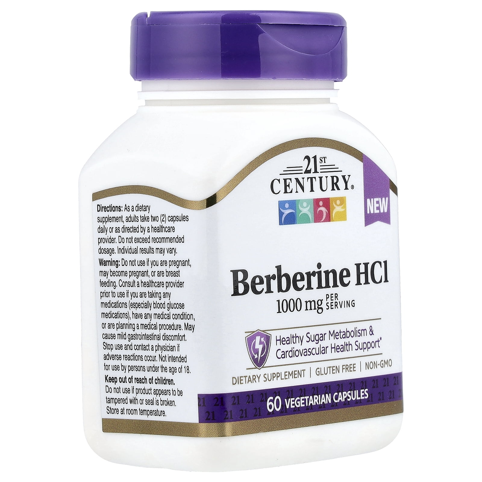 21st Century Berberine HCI, 60 Vegetarian Capsules (500 mg per Capsule)