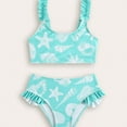 thumbnail image 5 of Girls Beachwear Summer Shell Print Split Swimsuit Playful Bikini Cute for Little Fashionistas Blue 3 Years-4 Years, 5 of 6