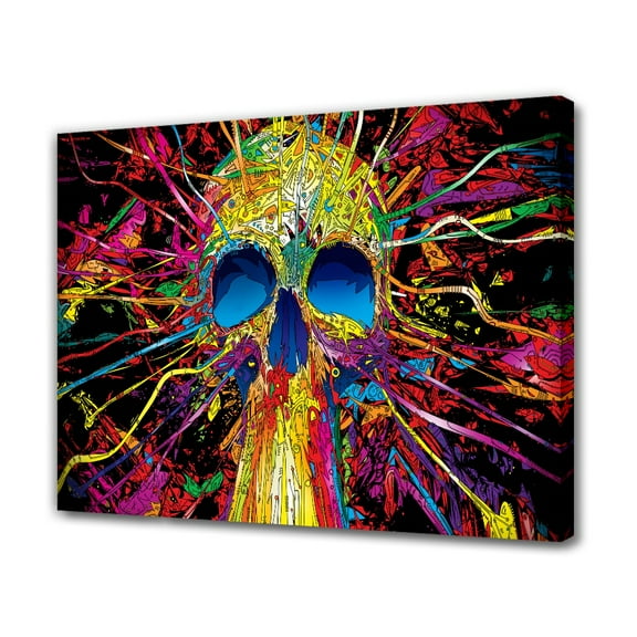 Colorful Skull Decorative Painting Canvas Poster Bedroom Decor Sports Landscape Office Room Decor Gift,Frame-style,16x24inch(40x60cm)