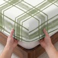 thumbnail image 3 of Queen Size Fitted Sheet Set - Sage Green Plaid 3 Piece Bedding Sets 16" Deep Pocket Fitted Sheet with 2 Pillowcases, Gingham Check Minimalist Grid Farmhouse Brushed Microfiber Hotel Luxury Bed Sheets, 3 of 9