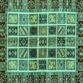 thumbnail image 1 of Ahgly Company Machine Washable Indoor Square Abstract Turquoise Blue Modern Area Rugs, 8' Square, 1 of 4