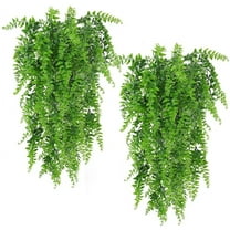 Ludlz 2pcs Artificial Plants Ferns Fake Vines Hanging Ivy Decor Plastic Greenery for Wall Indoor Outdoor Hanging Baskets Wedding Garland Decor