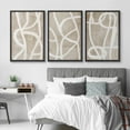 thumbnail image 3 of IDEA4WALL Framed Canvas Print Wall Art Set of 3 Abstract Line Geometric Modern Digital Art Beige & Brown Prints Wall Decor Retro Minimalist Contemporary Artwork For Home Decor - Black 24"x36"x3, 3 of 5