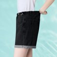 thumbnail image 5 of HaoXianJian Plus Size Womens Jean Shorts Hight Rise Stretch Denim Folded Hemes Pull On Shorts with Pockets Hot Pants Denim Shorts Nightclub Summer Beach Shorts L-5X, 5 of 6