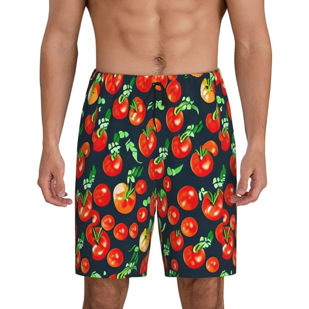 Fotbe Tomatoes Pantalones Cortos de Pijama para Hombre, Ropa de Dormir, Pantalones de Pijama Cortos para Hombre-Medium