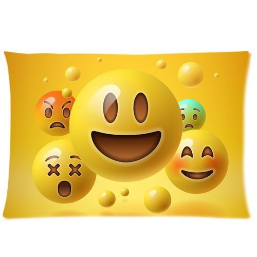 Funny Emoji Emotion Smiley Face Tongue Out Black Yellow 16" Pillow Cushion Cover