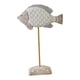 thumbnail image 1 of Escultura de pez de madera sobre soporte, colección de decoración náutica, estante de regalo, estatua de escritorio Blanco, 1 of 6