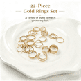 thumbnail image 2 of 22PCS Knuckle Rings Stackable Rings Gold Plated Wave Joint Finger for Women, 2 of 5