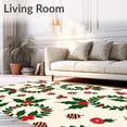 thumbnail image 2 of ODIKA 4'x6' Machine Washable Non-Slip Area Rug, Holly Berries Pinecone Wreath Festive Holiday Decoration High Traffic Rug with Pad, Green, 609175, 2 of 8