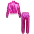thumbnail image 2 of Alvivi Kids Boy Girl Jazz Hip Hop Dance Costume Shiny Metallic Long Sleeves Bomber Jacket and Pants Set Rose 6, 2 of 7