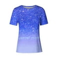 thumbnail image 4 of SDNall Sequin Tops for Women Casual Sparkling Crystal Printed Round Neck Short Sleeved Top (Blue,Sizes:XXXL-6XL), 4 of 9