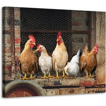 Kitchen Decor Wall Art Farm Rooster Chicken Pictures for Farmhouse Rustic Home walls Decoration Canvas Framed 15x12