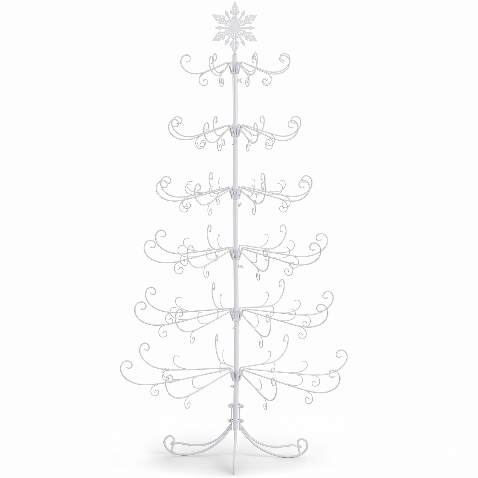 6ft White PVC Metal Artificial Christmas Tree with Snowflake Topper, No Extra Ornaments, Daily Decor Tree