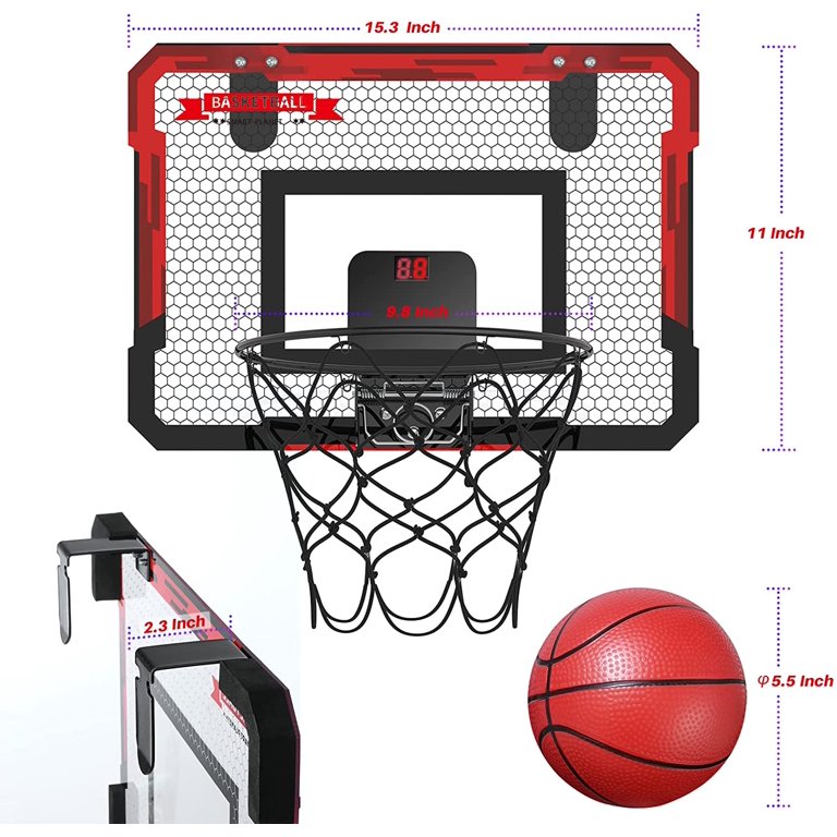 Basketball Hoop Indoor Mini Basketball Hoop For Door With Electronic  Scoreboard 4 Balls Air Pump Basketball Gifts For Boys Teen Kids, 90 Days  Buyer Protection