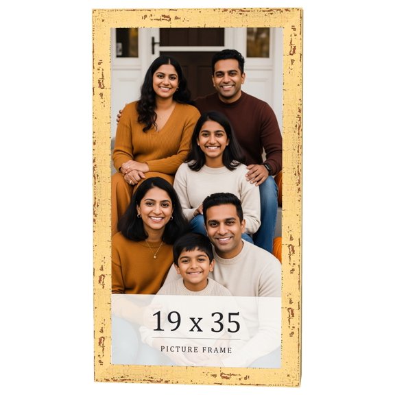 19x35 Frame Yellow Real Wood Picture Frame Width 1.25 inches | Interior Frame Depth 0.5 inches |
