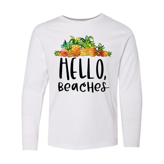 Inktastic Hello, Beaches Group of Pineapples Long Sleeve Youth T-Shirt