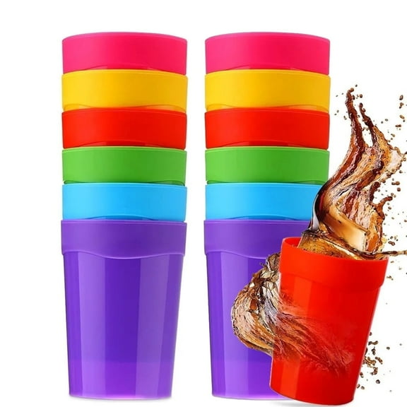 NOGIS 12 Pcs Unbreakable Plastic Tumblers,Kids Plastic Cups,Plastic Kids Juice Tumblers in 6 Assorted Colors for Children and Adults,No BPA,13.5OZ/400ml