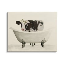 Stupell Industries Antique Bathtub Cow Animals & Insects Painting Gallery Wrapped Canvas Print Wall Art, 20 x 16