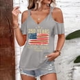 thumbnail image 2 of Red White and Blue Shirts Women USA Flag V Neck Short Sleeve Tops 250th Anniversary Freedom Vintage Blouse, XL, 2 of 4