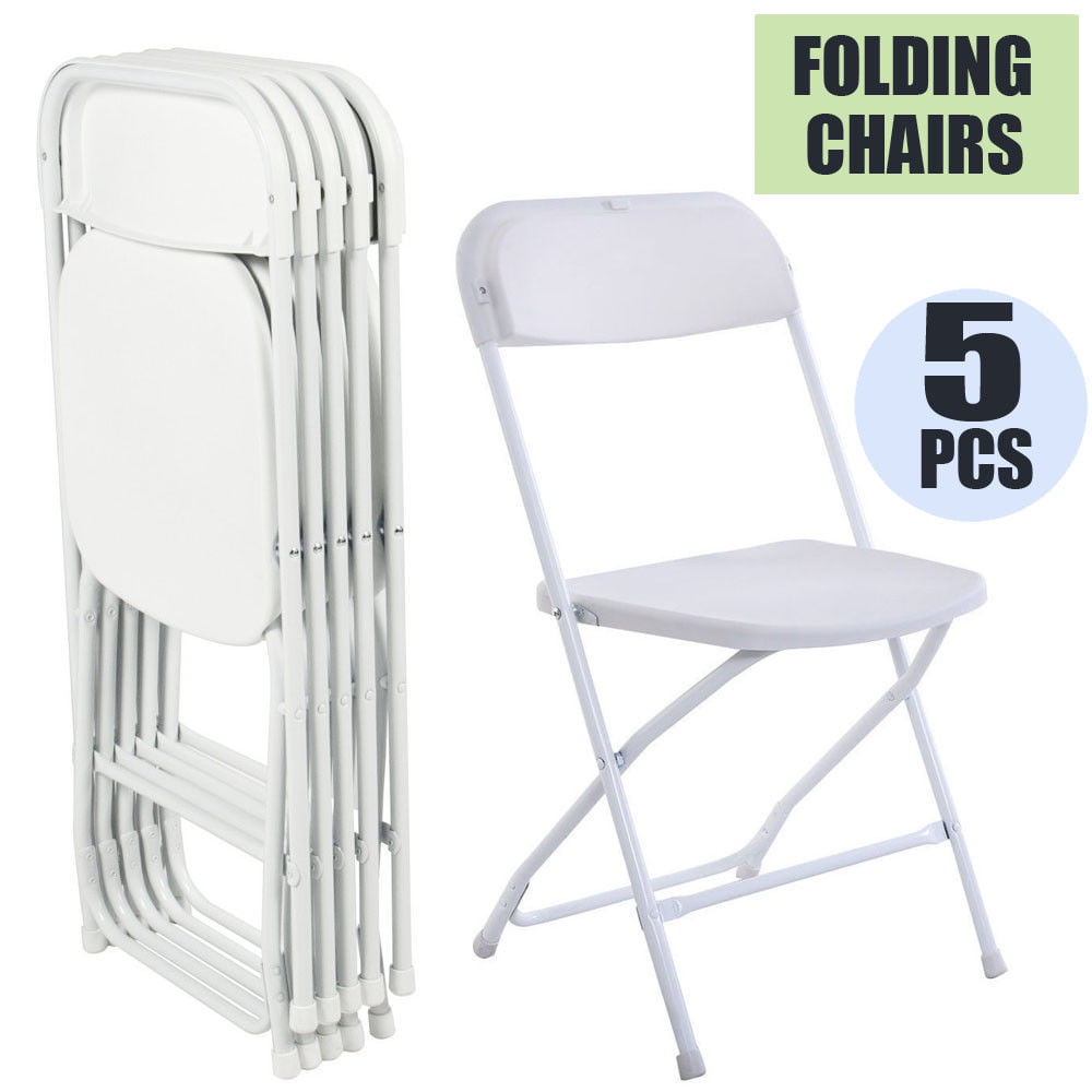 5PC Portable Plastic Folding Chairs Wedding Banquet Seat