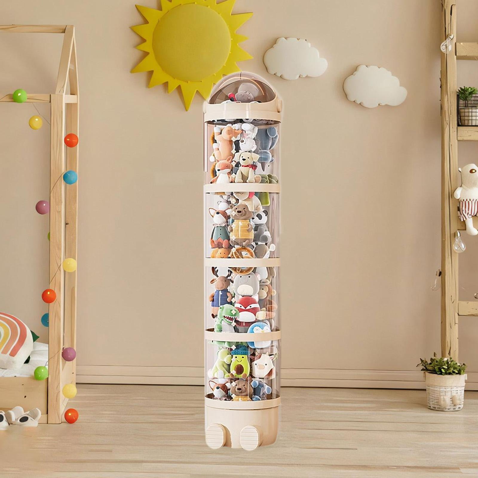 TISHITA Stuffed Toys Storage Tube Dolls Organizer Stylish Versatile,Portable,Soft Toy Storage Bin Display Bucket for Playroom Nursery White