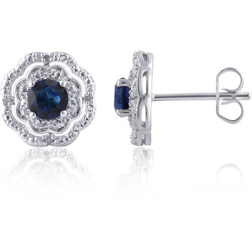 Created Blue Supphire And Diamond Accent