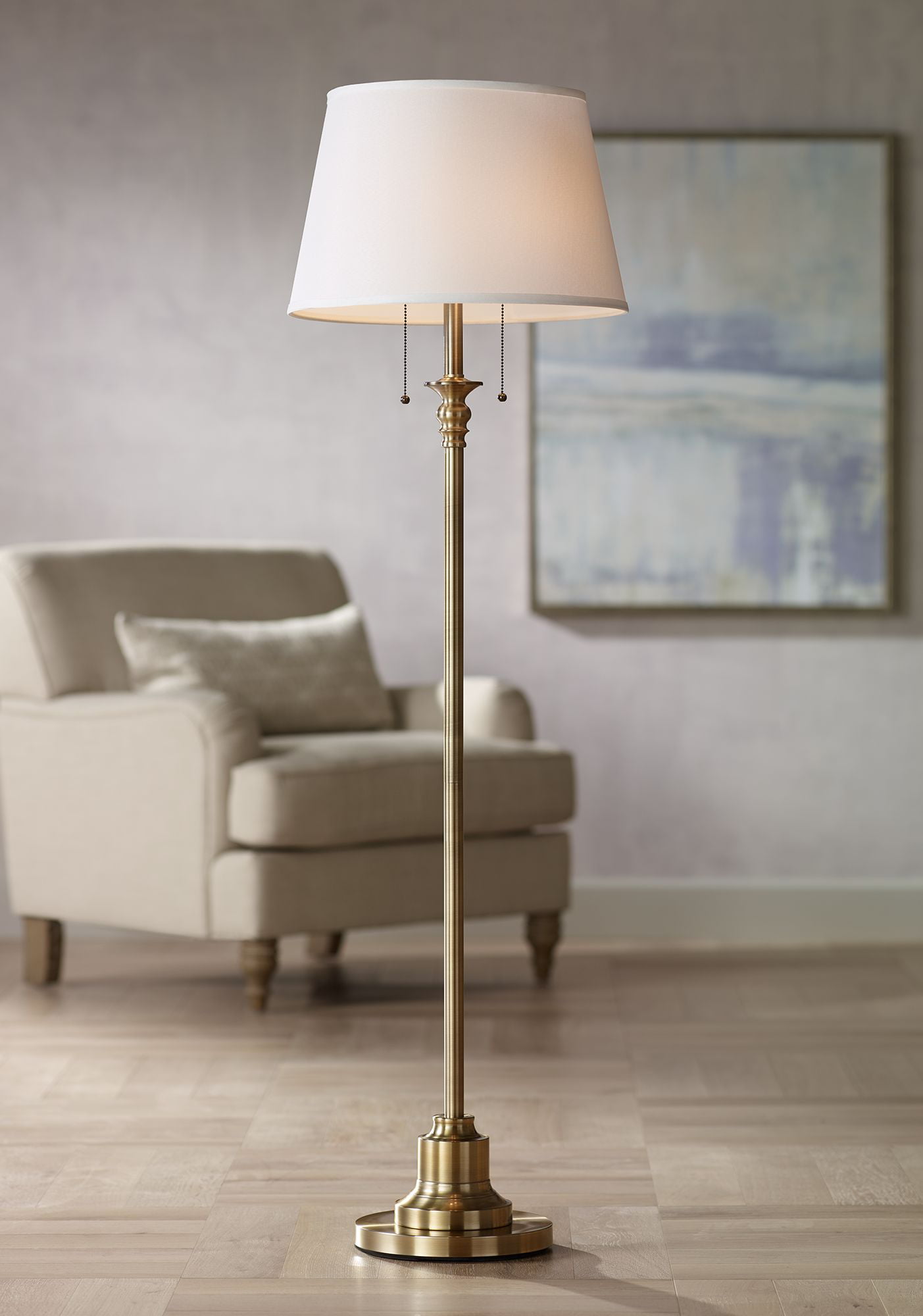 360 Lighting Traditional Floor Lamp Brushed Antique Brass Metal Off