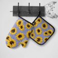 thumbnail image 3 of Golden Yellow Sunflowers Oven Mitts & Pot Holders 2pcs Blue Plaid Decorative Kitchen Heat Resistant Non-Slip Potholders Set for Women Cooking Baking Gifts, 3 of 6