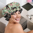 thumbnail image 5 of Shower Caps,Rottweiler with Pioneer Flower Waterproof Shower Cap for Women 4 Pieces,Double Reusable Hair Cover for Shower PEVA Elastic Stretch Hem, 5 of 7