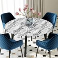 thumbnail image 5 of Elastic Fitted Round Tablecloth, Black Grey Botanical Waterproof Stretch Table Cover for 45"-54" Tables, Spring Floral Summer Farmhouse Washable Outdoor Tablecloths for Patio, Picnic, Camping, 5 of 9