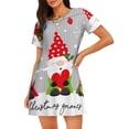 thumbnail image 1 of Fotbe Merry Christmas Gnome1 Bata de Dormir para Mujer con Estampado, Camisón de Algodón de Manga Corta, Ropa de Dormir Casual, 1 of 6