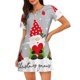 thumbnail image 1 of Balery Merry Christmas Gnome1 Camisón de manga corta con cuello redondo para mujer, cómodo y elegante., 1 of 6